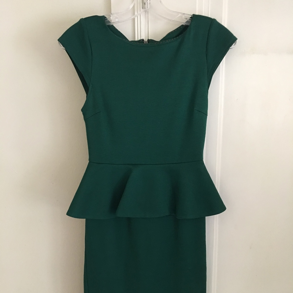 Alice and Olivia Green Peplum Cocktail Dress
